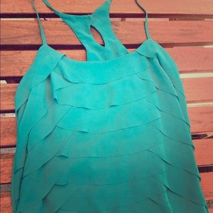 Teal Green / Long Flowy Top/ Spaghetti Straps